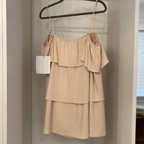 Black Halo Santos Mini Tiered Ruffle Dress Size Small NWT Pale Pink/Nude - Picture 5 of 6